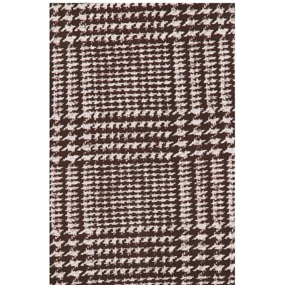 Norma Kamali Long Sleeve Turtleneck Fishtail Dress Chocolate Plaid Tweed